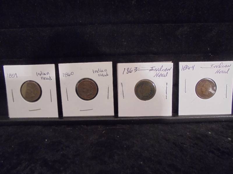 Lot - Indian Head Pennies, 1863, 1864, 1860, 1859