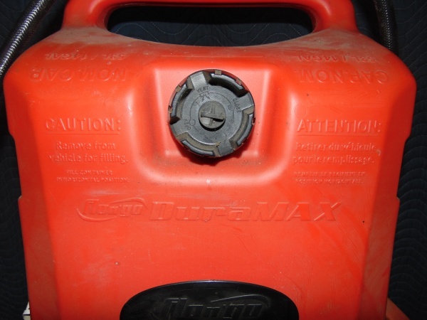 lot 45 image: Duramax Portable Fuel Can with Hose and Nozzle