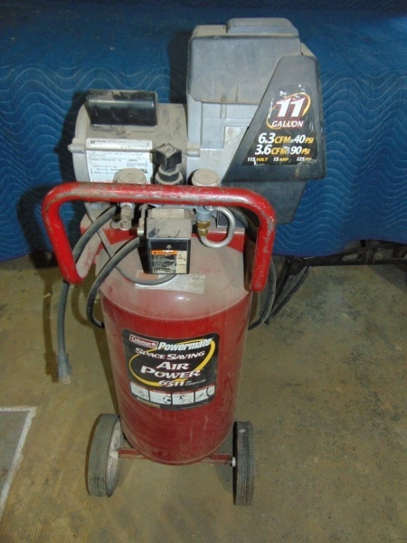 lot 53 image: 11 Gallon Coleman Powermate Space Saving Air Compressor