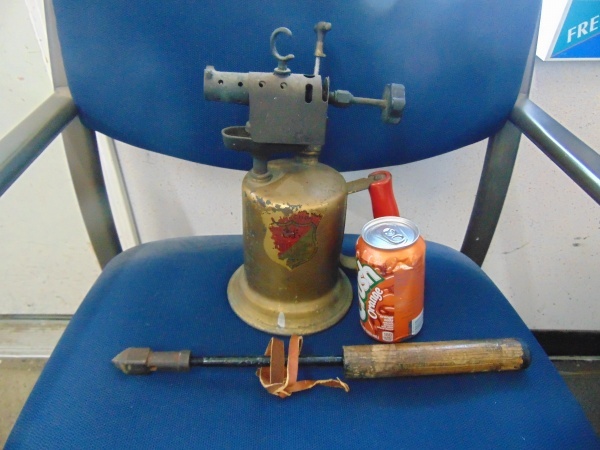 lot 113 image: Vintage Clayton and Lambert Blow Torch with Soldering Tool