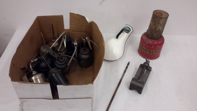 Oil cans, urinal, heater