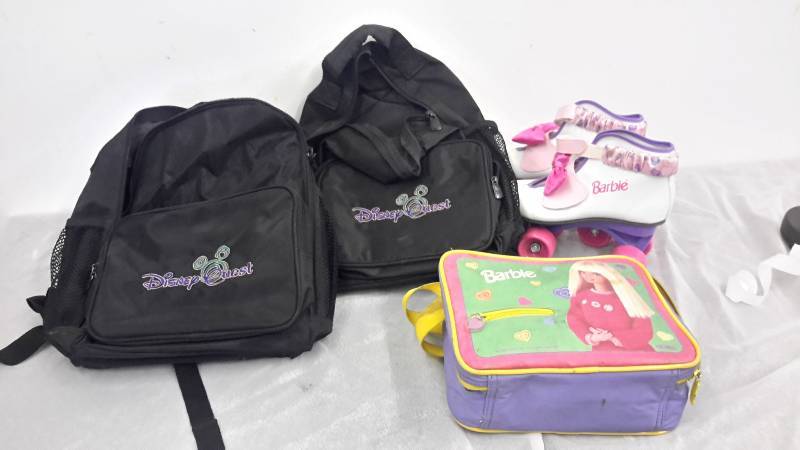 Disney backpacks and Barbie skates and lunchbox