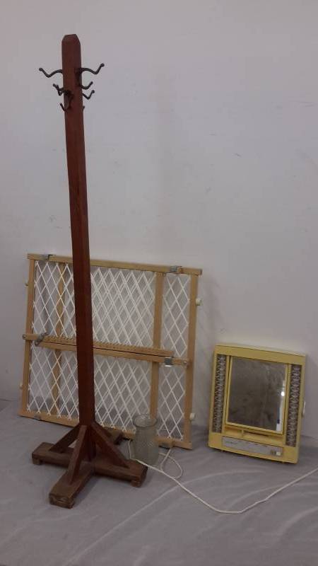 Coat rack, gate, makeup mirror