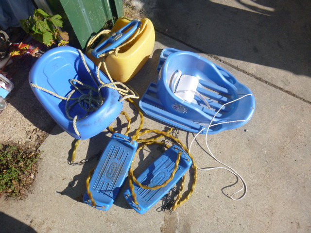 lot 9 image: 3 Childs Swings and Sled