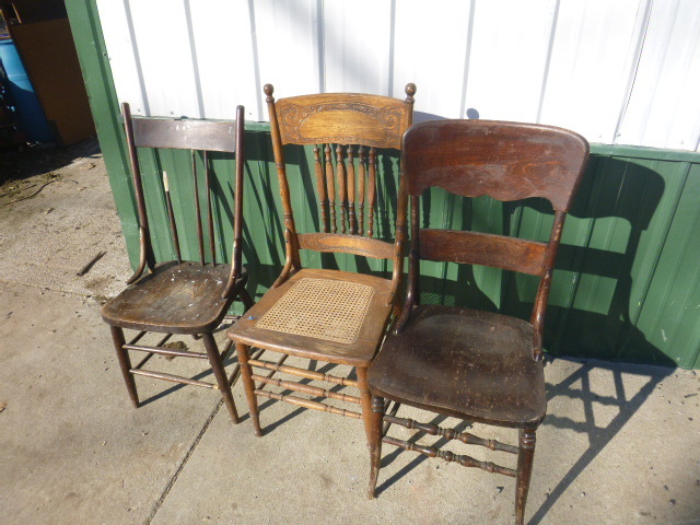 lot 59 image: 3 Old Chairs
