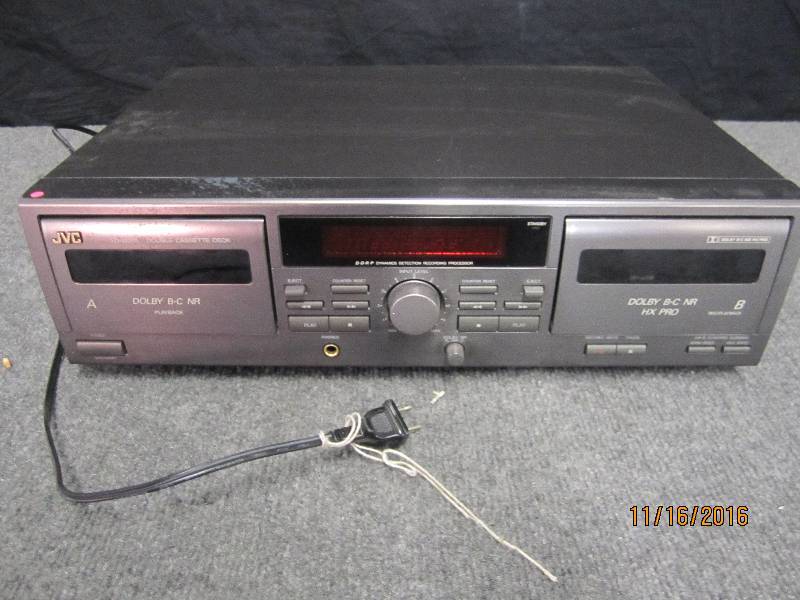 lot 96 image: JVC Double cassette deck, powers on...