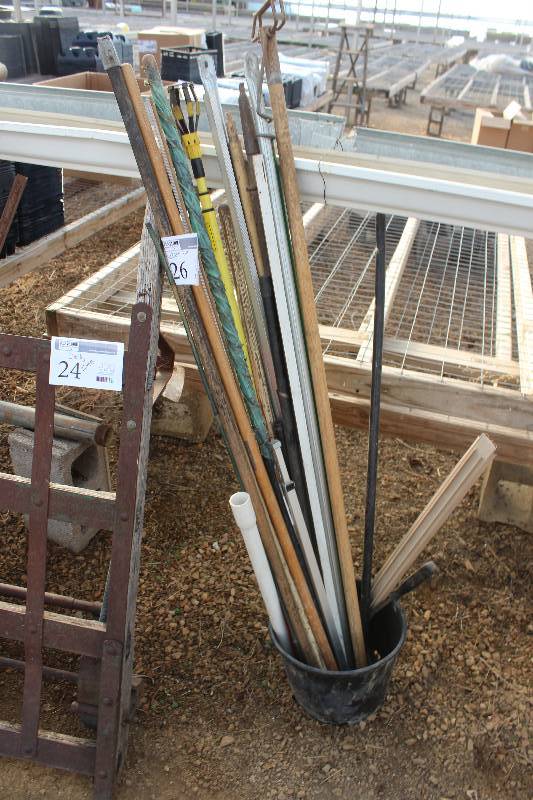 lot 26 image: Bucket Lot of Misc Pipe, Poles, And More