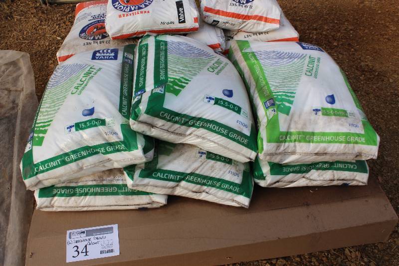 lot 34 image: Lot of (6) 50lbs. Bag Greenhouse-Grade 15.5-0-019 Calcinit