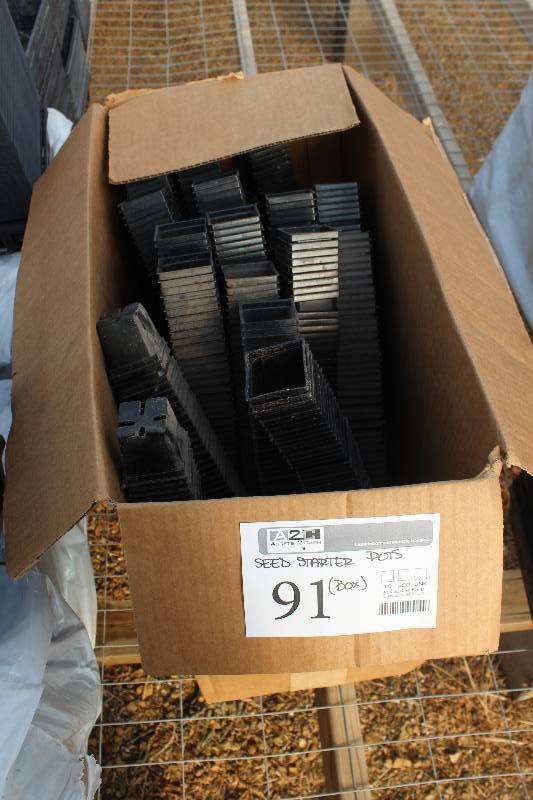 lot 91 image: Box Lot of Small Square Seed Germination Pots