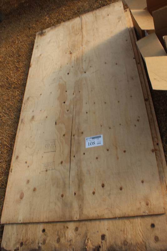 lot 108 image: Lot of (3) 4x8ft. Plywood Sheets
