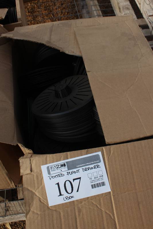 lot 107 image: Box Lot of Plastic Potted Plant Drainers