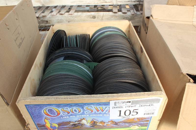 lot 105 image: Box Lot of Plastic Potted Plant Drainers