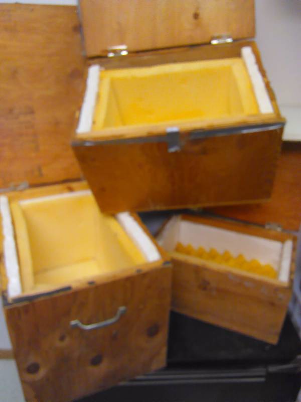 lot 7 image: Wood Storage Boxes (3) sizes vary