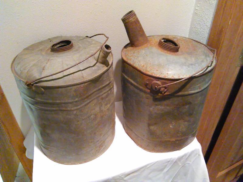 lot 35 image: Vintage 5 gal. Fuel Cans (2)