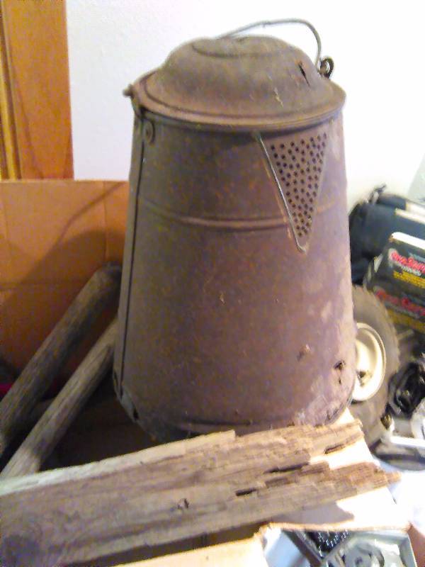 lot 63 image: Misc. Lot includes vintage  primitive hand tools, vintage magazine rack, cooler  see pictures for full detail.