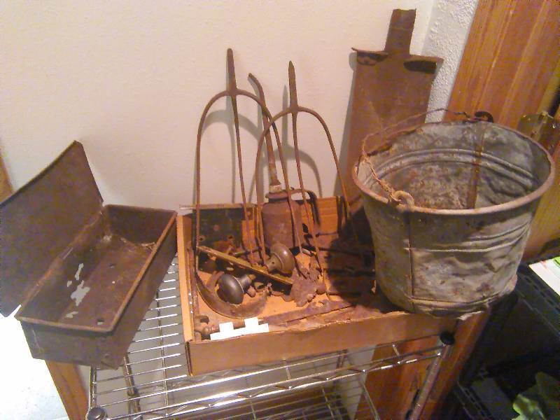 lot 124 image: Vintage hand tools, pail and more