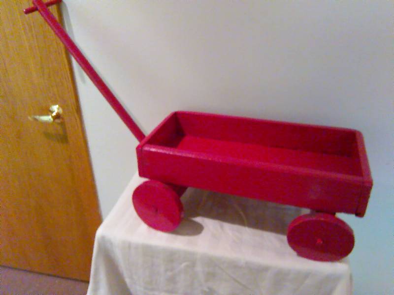 lot 189 image: Handcraft Little Red Wagon, perfect size for indoor or outdoor decorating. Approx. 2 ft. L x 10 in. W