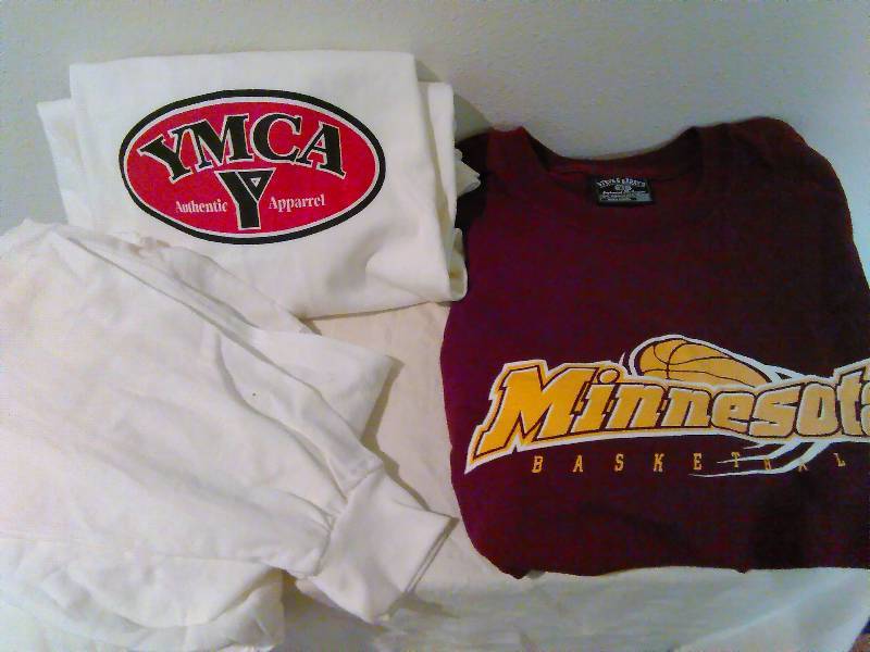 lot 203 image: 3 T-Shirts, New, YMCA  Long Sleeve (2) MN Gopher Basketball Mens XL