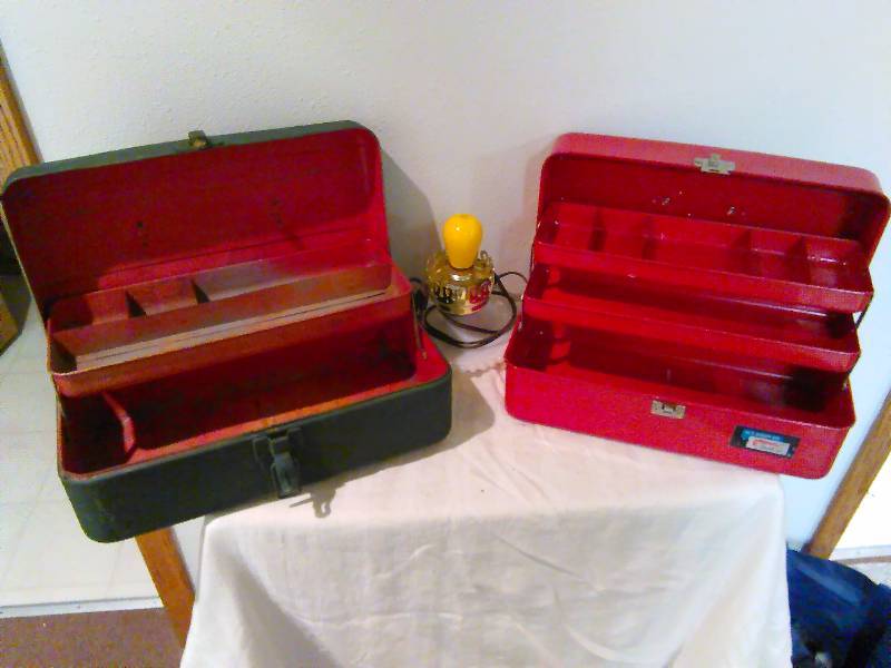 lot 212 image: Vintage TackleTool Boxes (2) and light, great for night fishing
