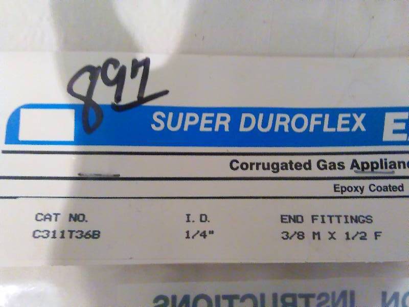 lot 176 image: Corrugated Gas Appliance Connector, Super DuroFlex Eastman, 36 in.  See Pictures for full detail