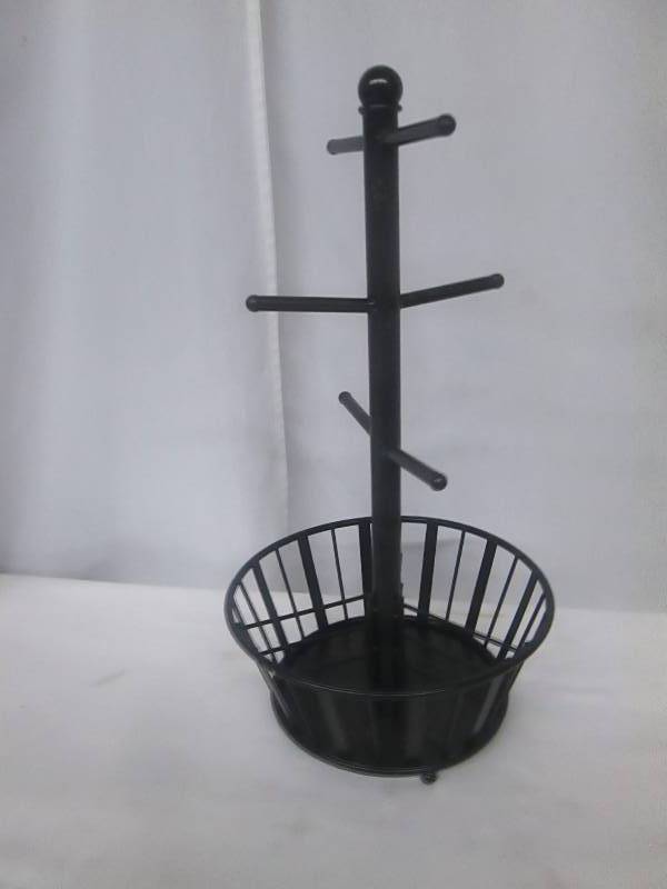 lot 63 image: Gourmet Basics by Mikasa Wrough Iron Band & Stripe Mug Tree