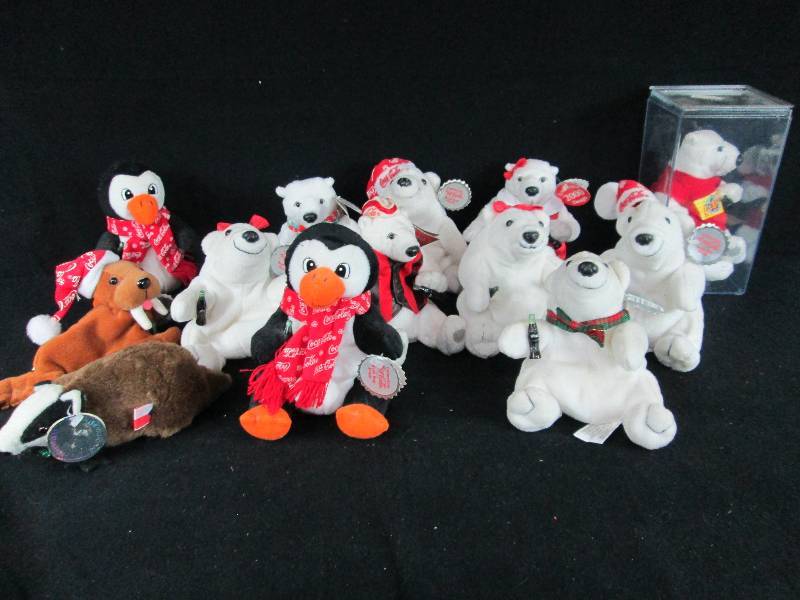 lot 51 image: Coca Cola Plush Bean Bag Bears