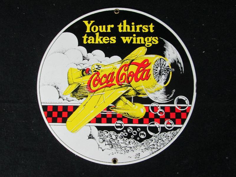 lot 53 image: Heavy Porcelain Coca Cola Sign