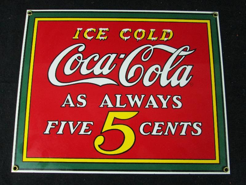 lot 54 image: Heavy Porcelain Coca Cola Sign