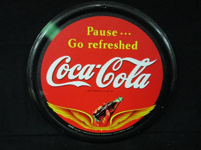 lot 60 image: Collectable Embossed Tin Coca Cola Sign