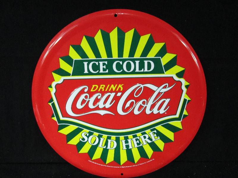 lot 61 image: Collectable Embossed Tin Coca Cola Sign