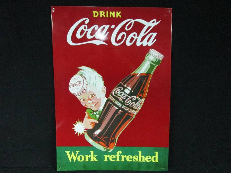 lot 74 image: Collectable Embossed Tin Coca Cola Sign