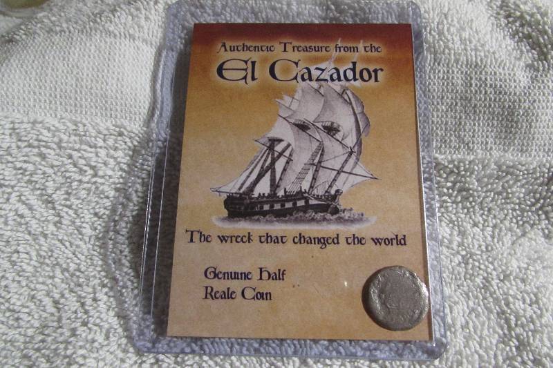 EL CAZADOR TREASURE WRECK COIN, SILVER , 12 REALE