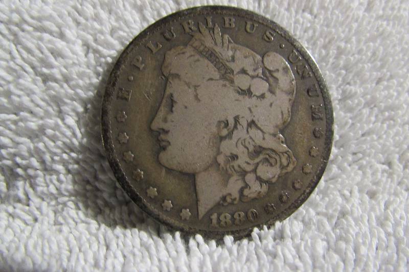 1880 - S MORGAN SILVER DOLLAR, 90% SILVER