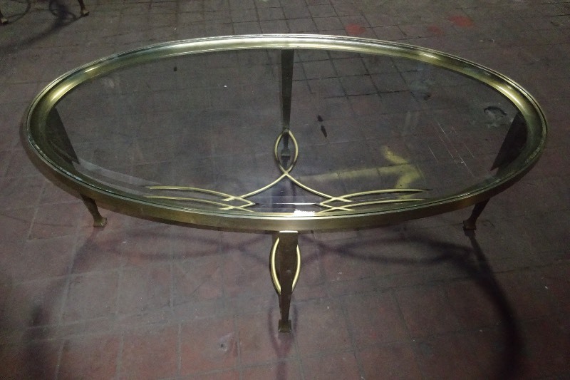 Metal glass oval table