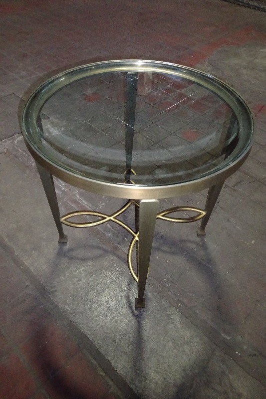 Metal glass round end table