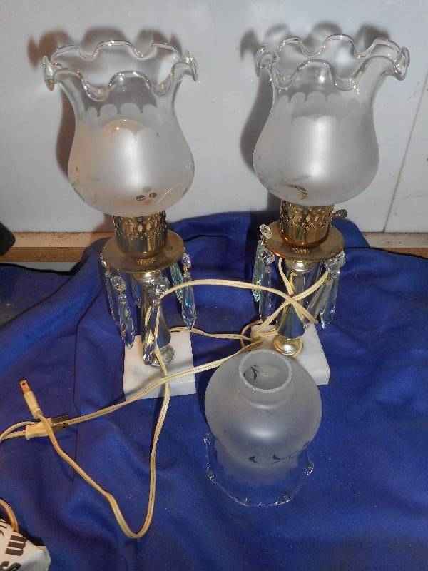 2 CRYSTAL AND BRASS TABLE LAMPS