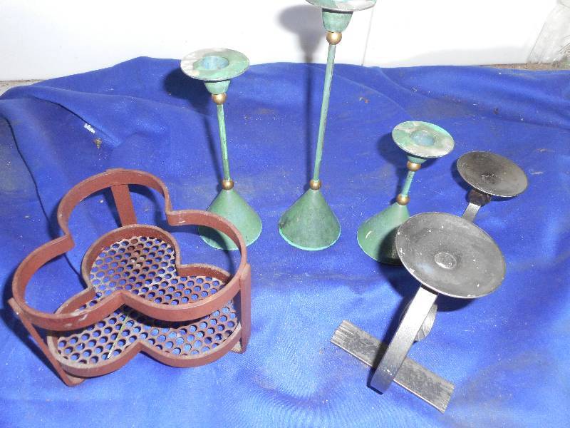 VINTAGE ALL METAL CANDLE HOLDERS
