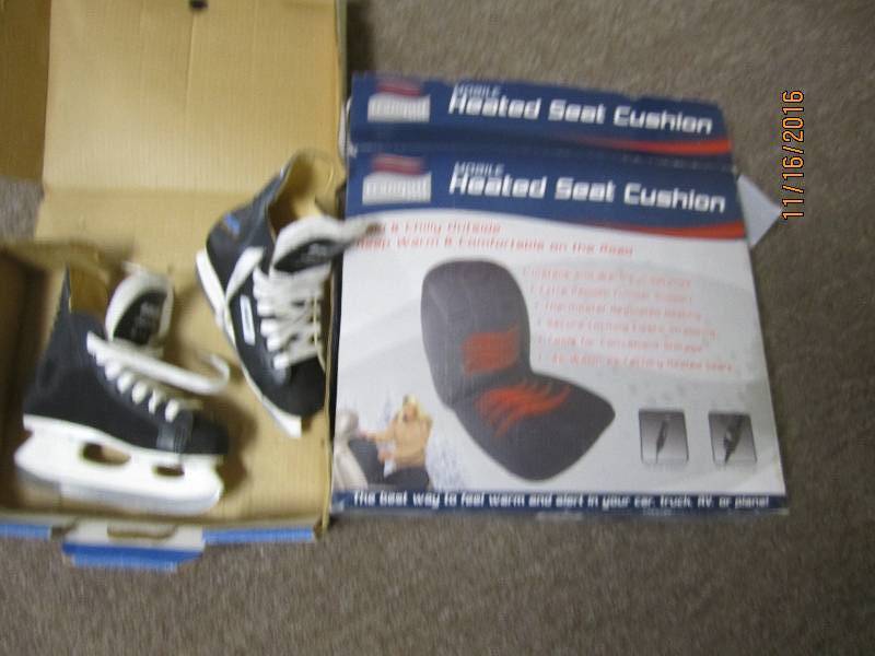 Hockey skates size Y 13 and a heate...