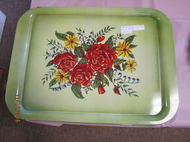 Vintage lap trays, metal 1940s set ...