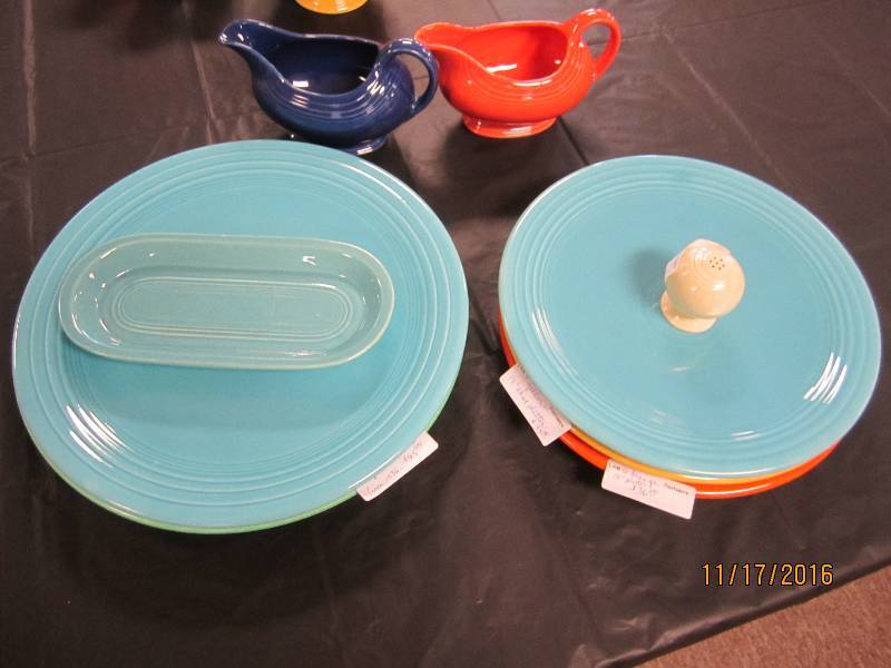 Lot of Fiestaware dishes, cobalt an...