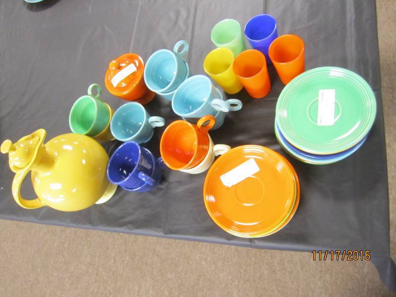 Lot of Fiesta ware 11 cups and sauc...