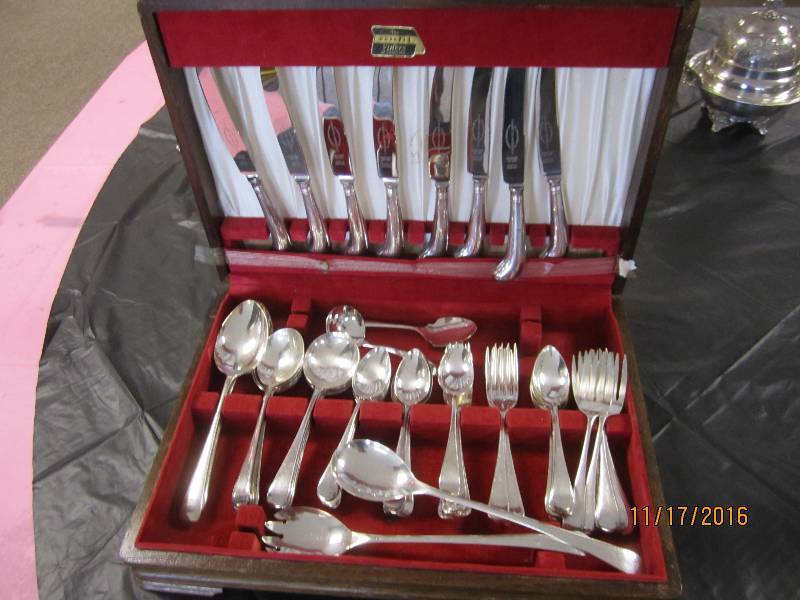 Sheffield silver plate flatware set...