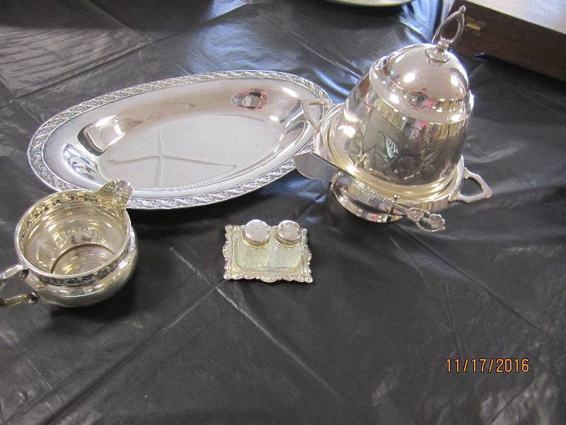 Lot of silver plated serving ware, ...
