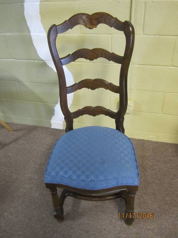 Vintage wood chair with new upholst...
