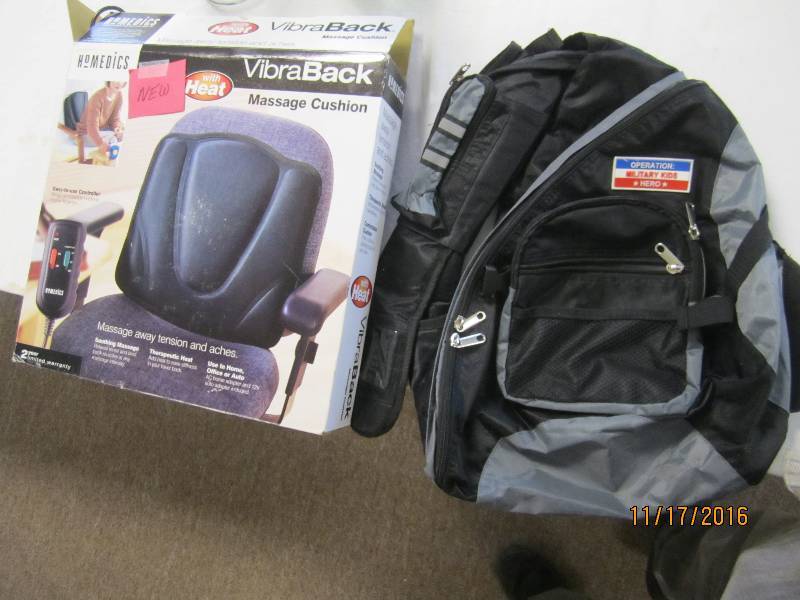 Military Kids backpack and Homedics...