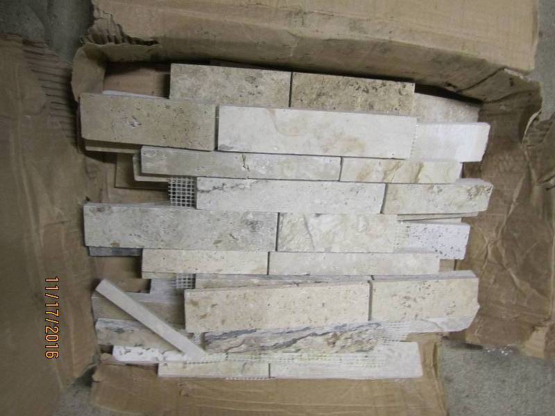 Box of decorative trim tile...