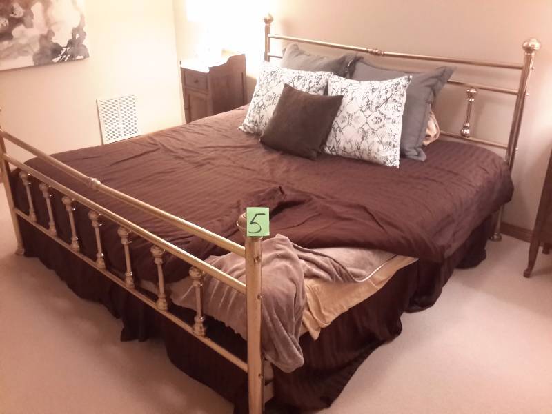 King Size Brass Bed Frame. Headboard, Footboard and side rails