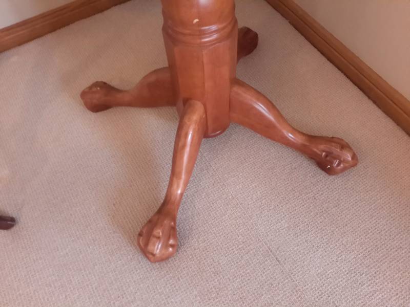 Solid Oak TALL table with carved claw foot legs