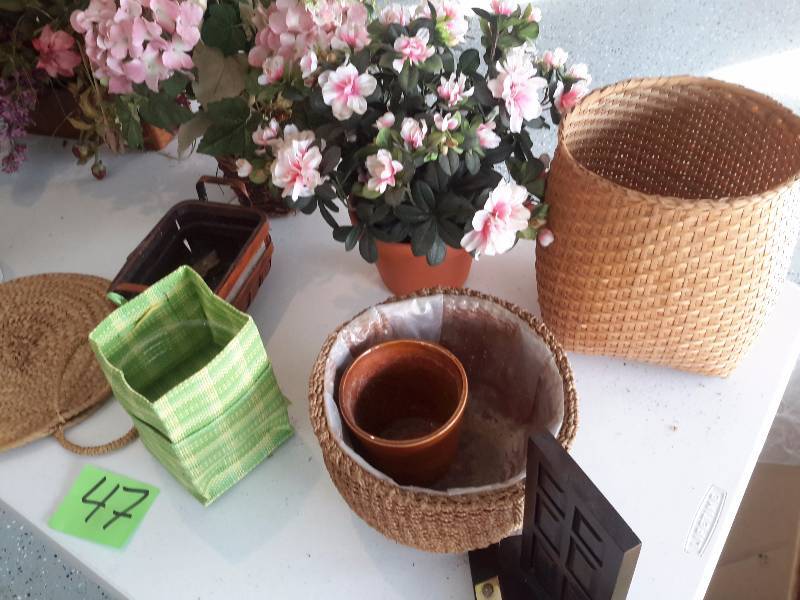 Misc. Artificial Flowers, Baskets as shown