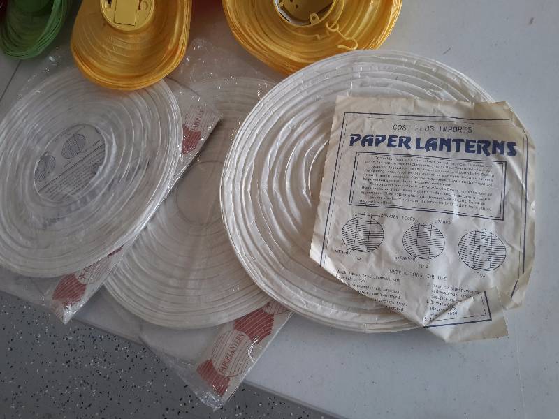 Misc. Paper  lanterns.. Have battery operated lighting in them.  Some used, some new..